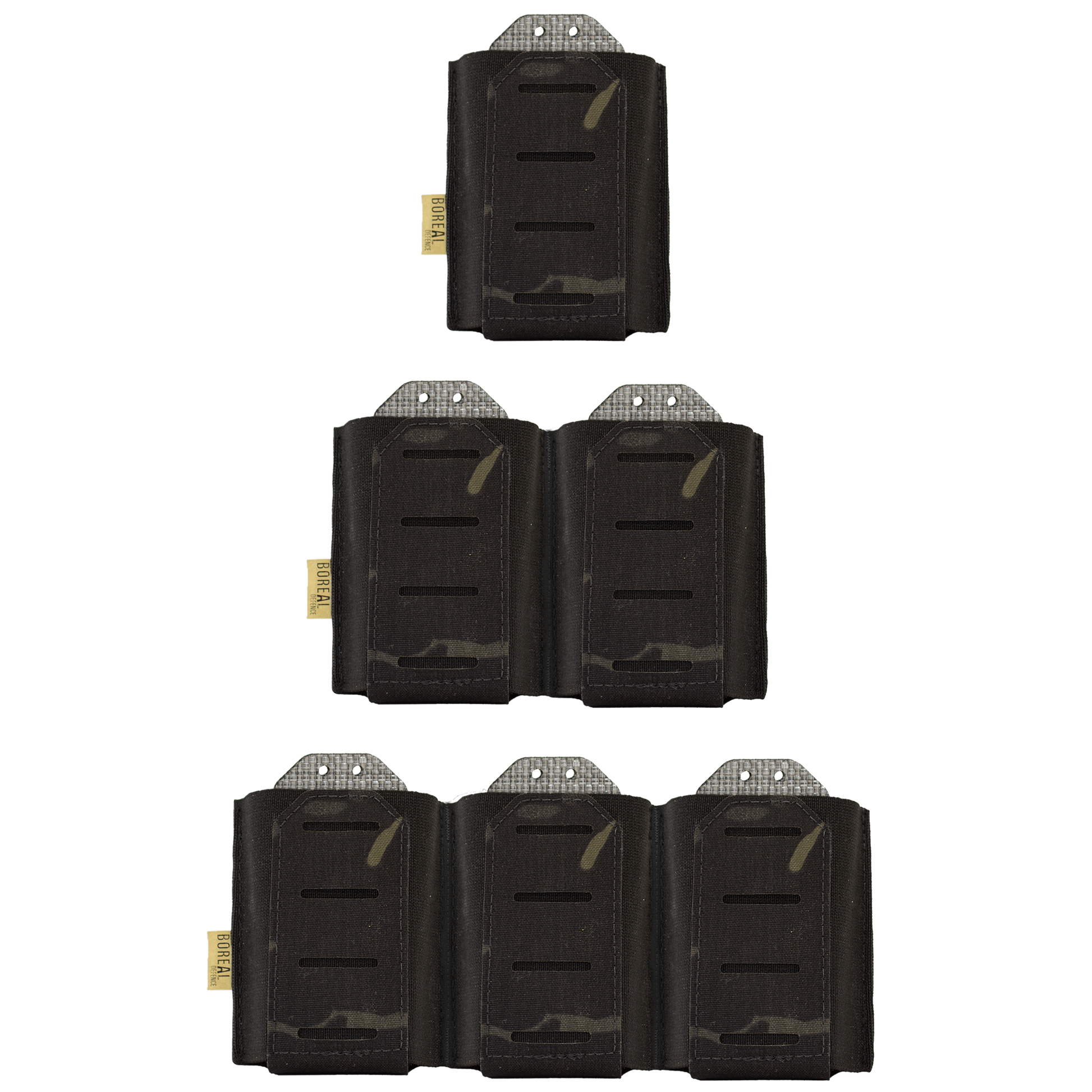 A multicam black patterned .308 magazine pouch