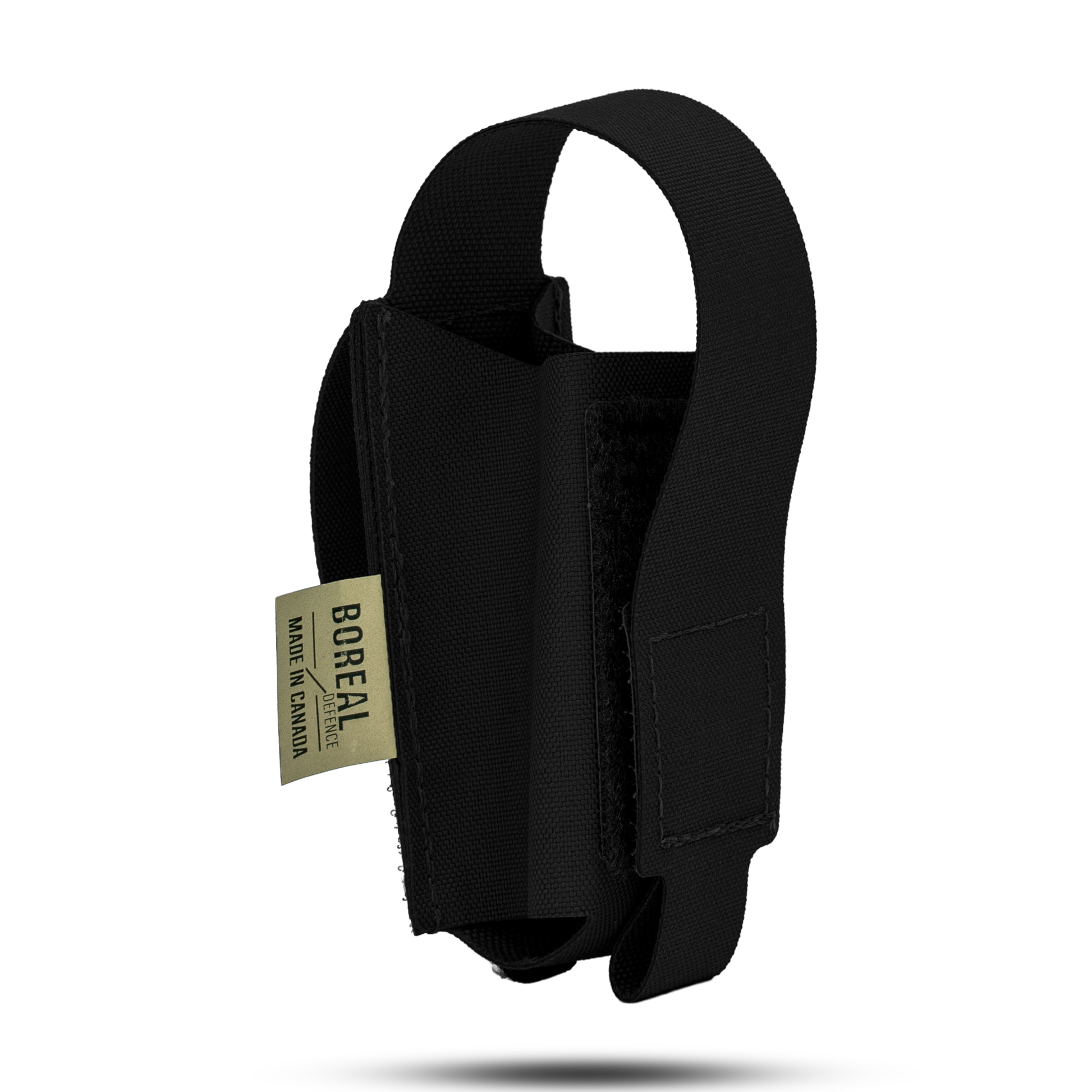 Black tactical OC Spray pouch with a visible brand Boreal Defence 
