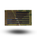 Camouflage American flag patch on a white background