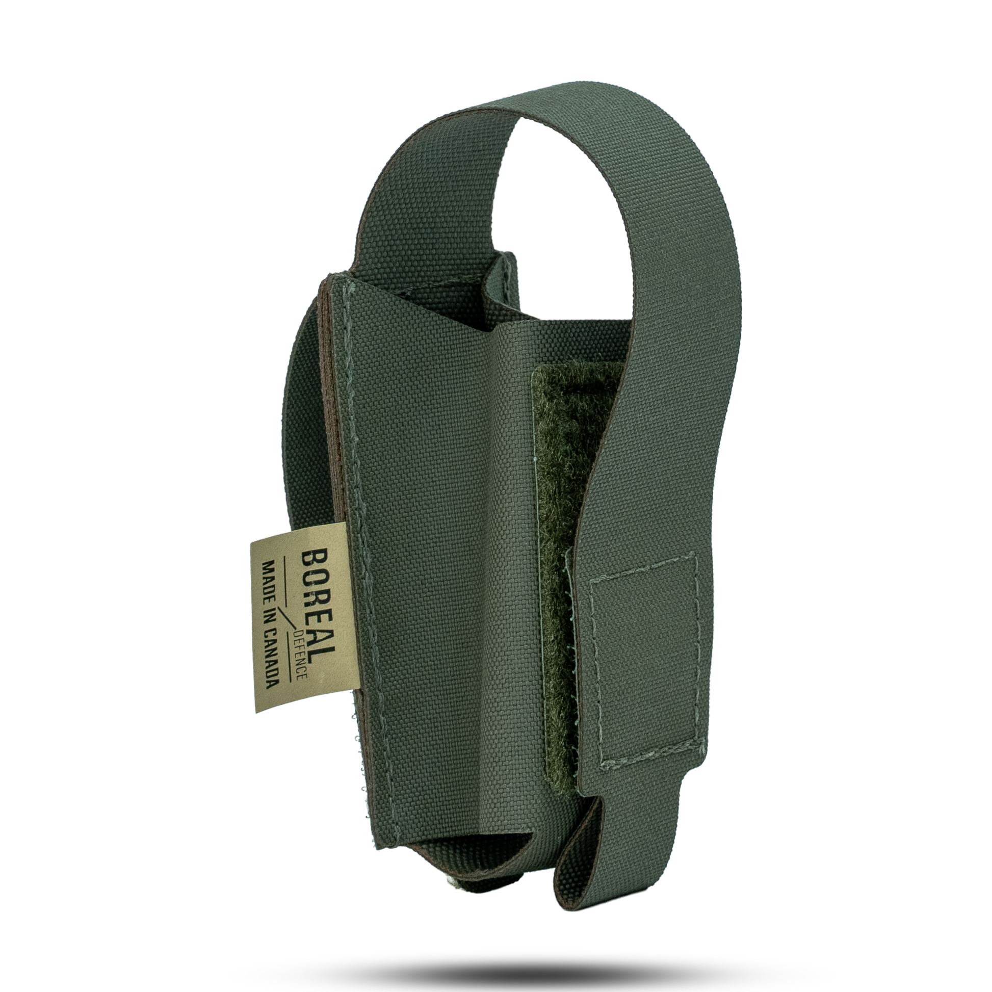 Green tactical pouch with a visible brand Boreal Defence 