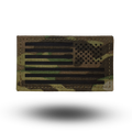 Camouflage American flag patch on a white background