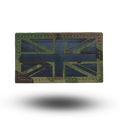 Camouflage Union Jack flag patch on a white background